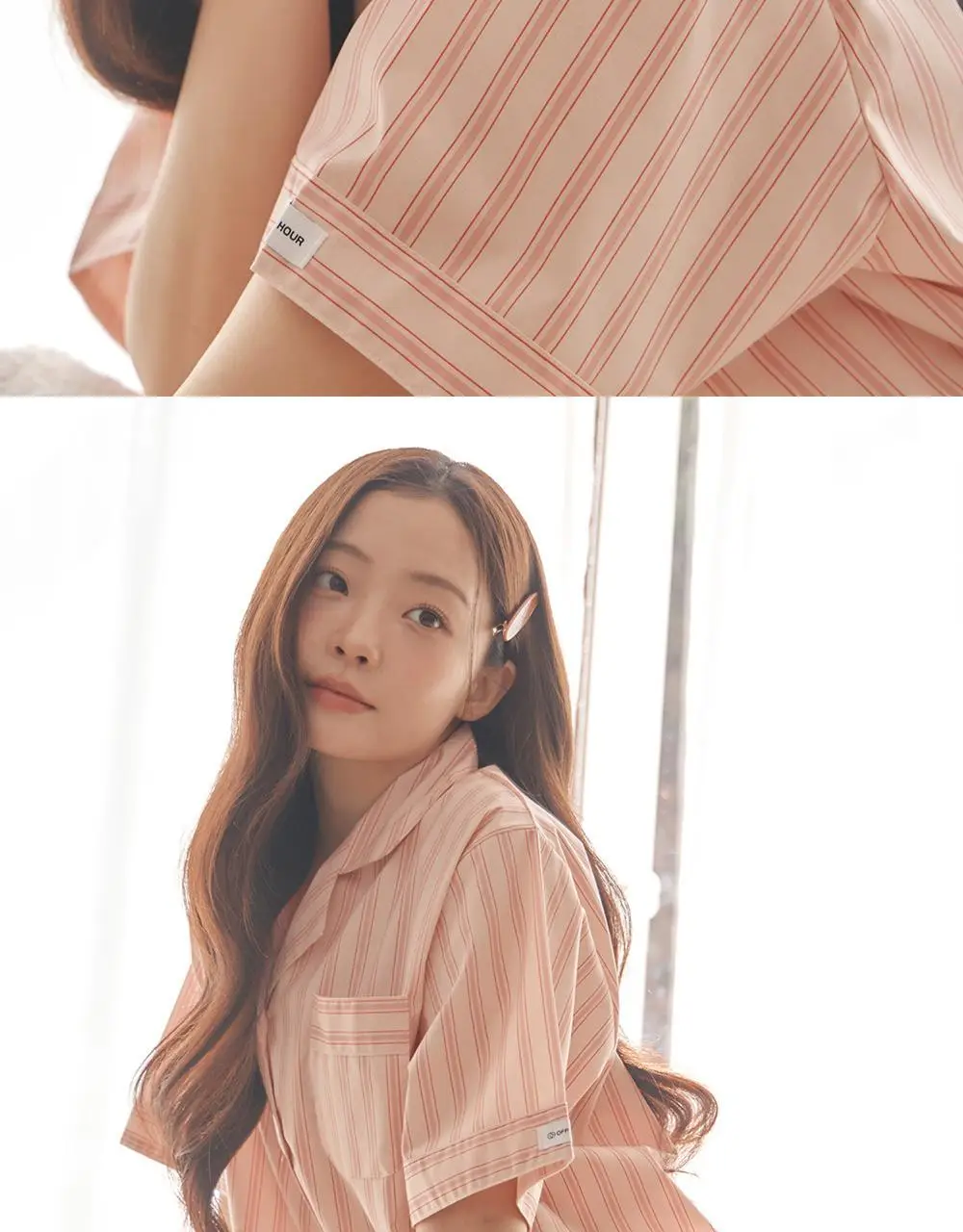 [곽민경 PICK] 오프아워 타이드리듬 글로시피치 반팔 잠옷 세트 (M / L / XL) 상세페이지 4